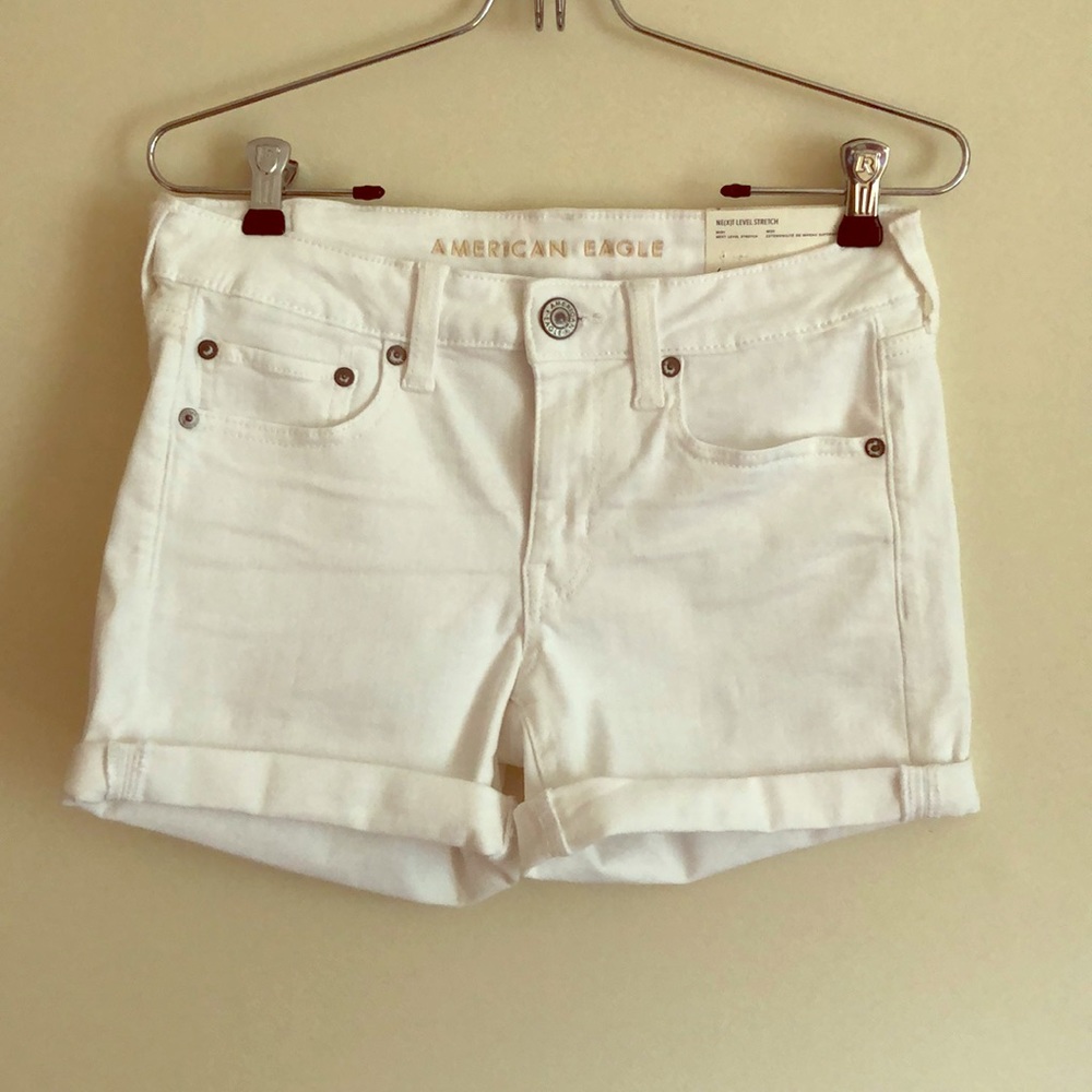 American Eagle White Midi Jean shorts